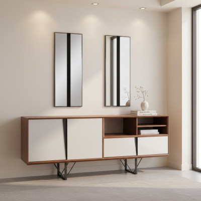 Kast Dressoir Ladeblok Houten Kast Buffet Beige Hout Eetkamer