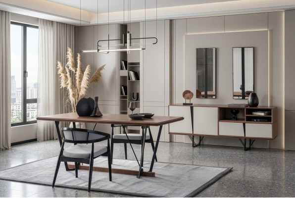 Set eetkamer eettafel dressoir eettafel bruin 2-delig