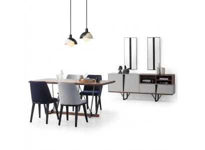 Volledige eetkamer eettafel 2-delige dressoir eettafel wit hout