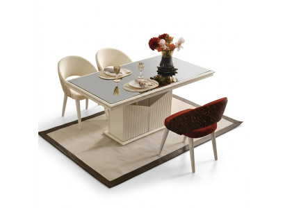 Eettafel Tafel Tafel Eethoek Beige Hout Goud Luxe