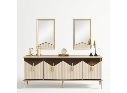 Luxe dressoir kast commode houten kast hout beige goud