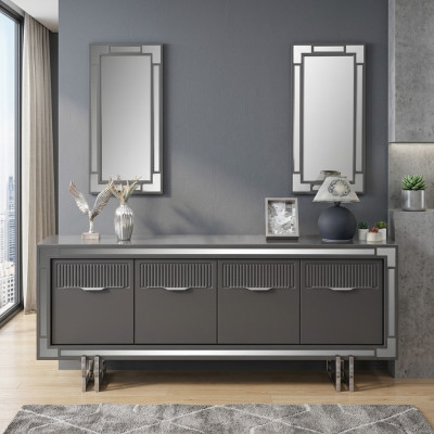 Houten kast Dressoir Sideboard Grijs Kast Commode Hout Eetkamer