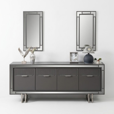 Houten kast Dressoir Sideboard Grijs Kast Commode Hout Eetkamer