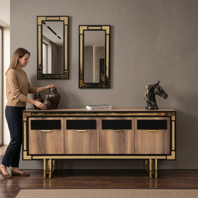 Houten kast dressoir Sideboard Bruin kast ladekast hout eetkamer