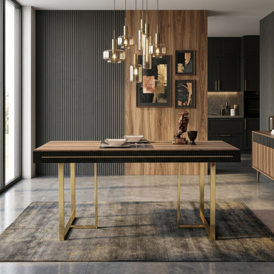 Houten eettafel eettafel tafel eetkamer eetgedeelte hout bruin