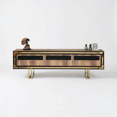 Woonkamer dressoir TV-standaard RTV laag tv-meubel woonwand hout bruin meubels