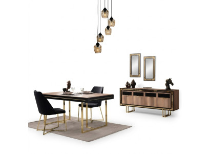 Eetkamermeubels Eettafel Bruin 2-delig Dressoir Eetkamertafel Hout Tafel
