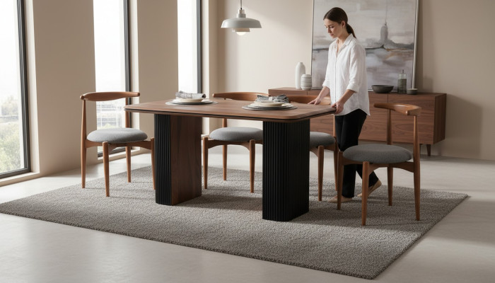 Eetkamer set Eethoek Eettafel Stoelen 5-delig Bruin Klassiek