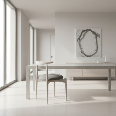 Keukenstoel Eetkamerstoel Houten stoel zonder armleuningen Beige Hout Modern