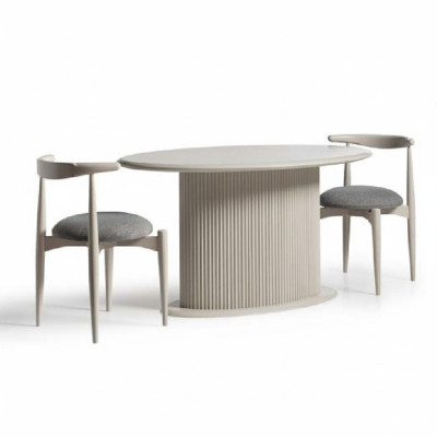 Eetkamerset Compleet eetkamer eettafel stoelen 5-delig Beige Luxe Modern