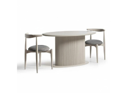 Eetkamerset Compleet eetkamer eettafel stoelen 5-delig Beige Luxe Modern