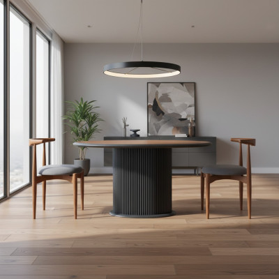 Moderne eetkamerset Complete eetkamer Eettafel Stoelen 3-delig Bruin.
