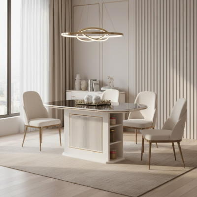 Moderne eettafel eettafel tafel hout beige eetkamer houten tafel