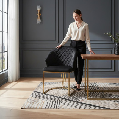 Kussenstoelen Keukenstoelen Eetkamerstoelen Houten stoelen Set van 2 Zwart