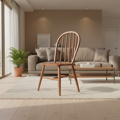 Houten eetkamerstoel keukenstoel bruin hout klassieke stoel