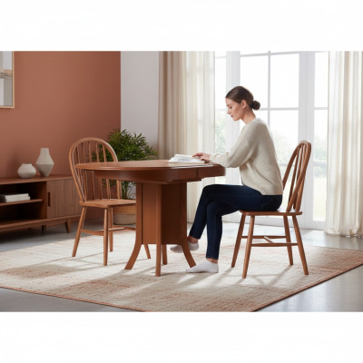 Garnituur Eetgroep Hout Eetkamer Eettafel Stoelen 5-delig Bruin Eethoek