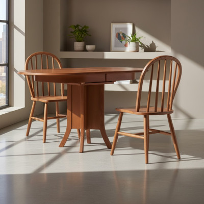 Garnituur Eetgroep Hout Eetkamer Eettafel Stoelen 5-delig Bruin Eethoek