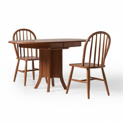 Garnituur Eetgroep Hout Eetkamer Eettafel Stoelen 5-delig Bruin Eethoek