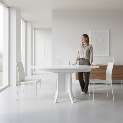 Uittrekbare eettafel Eettafel Houten tafel Wit