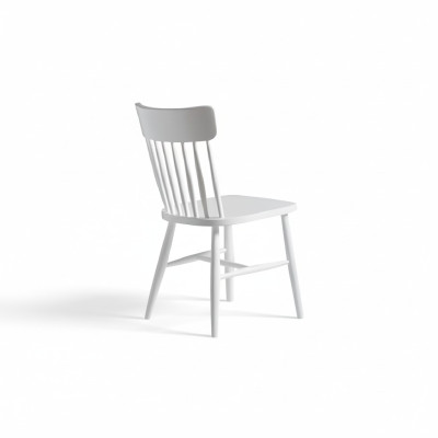Witte houten eetkamerstoel keukenstoel houten klassieke stoel.