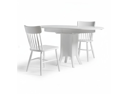 Set Eetkamer Houten Eettafel Stoelen 5-delig Wit Eethoek