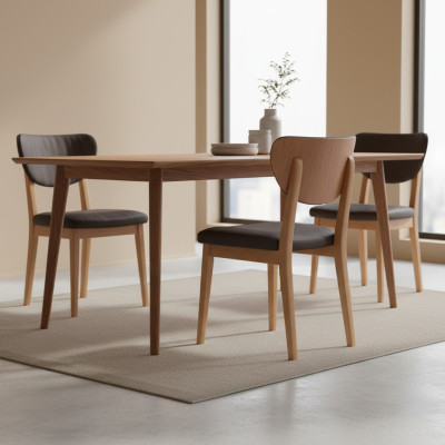 Keukenstoel Houten eetkamerstoel Bruin Hout Klassieke stoel Stof