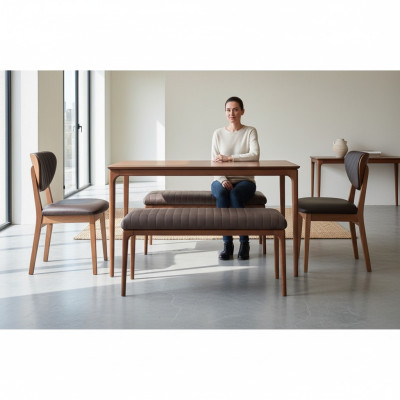 Eethoek set Eetgroep Hout Eetkamer Eettafel Stoelen 3-delig Bruin