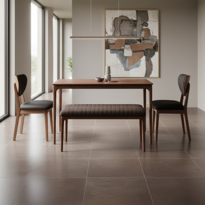 Eethoek set Eetgroep Hout Eetkamer Eettafel Stoelen 3-delig Bruin