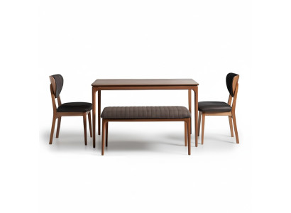 Eethoek set Eetgroep Hout Eetkamer Eettafel Stoelen 3-delig Bruin