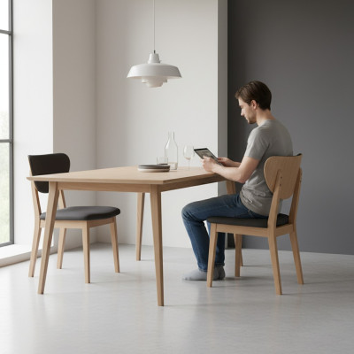 Eetkamerstoelen set van houten stoelen Keukenstoelen Stoffen 4-delig Bruin Hout