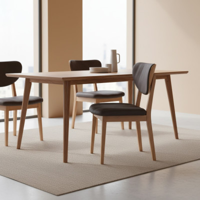 Eetkamerstoelen set van houten stoelen Keukenstoelen Stoffen 4-delig Bruin Hout