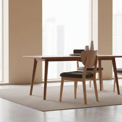 Houten set eetkamer eettafel stoelen 7-delig bruin eethoek