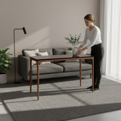 Klassieke eettafel eettafel bruin houten houten tafel 130 cm