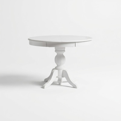 Uitbreidbare eettafel van wit houten eettafel.
