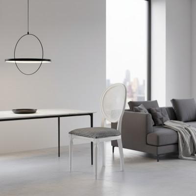 Set van 4 eetkamerstoelen gestoffeerde keukenstoelen wit hout