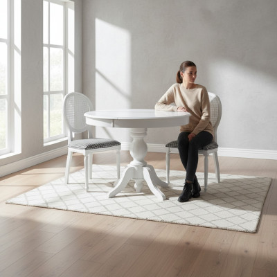 Houten set eetgroep eetkamer eettafel stoelen 5-delig Wit Eethoek