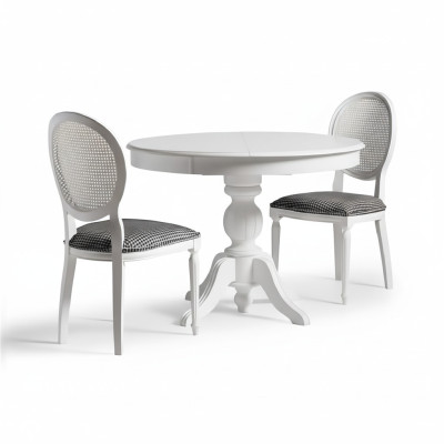 Houten set eetgroep eetkamer eettafel stoelen 5-delig Wit Eethoek