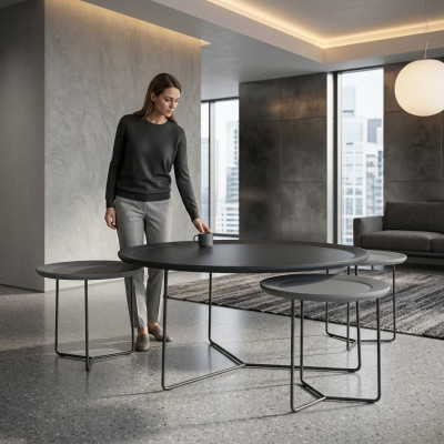 Salontafelgroep Salontafel Bijzettafel Zwarte tafel