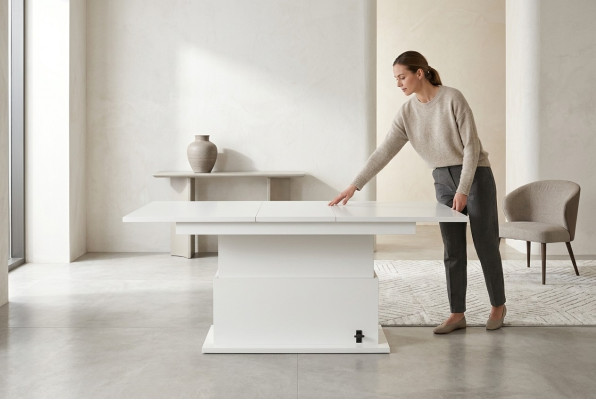 Uitschuifbare eettafel salontafel tafel hout koffietafel meubels wit