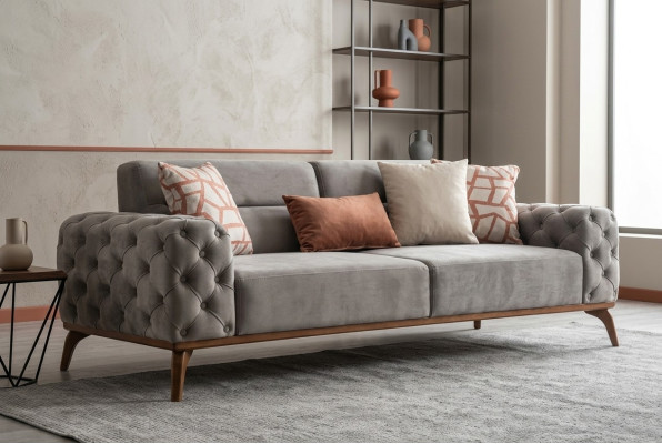 Bankstel Polstersofa Driezitsbank Sofa 3-zits Stoffen Bank Grijs Modern