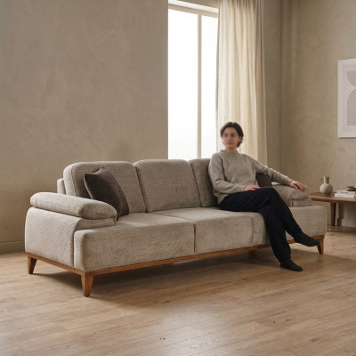 Driepersoonsbank 3-zits stoffen bank Beige bank Moderne