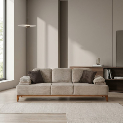 Driepersoonsbank 3-zits stoffen bank Beige bank Moderne