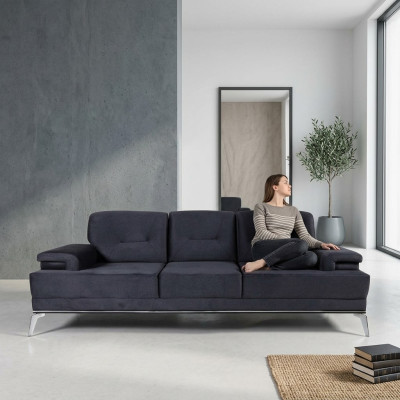 Bankstel Driezits Stoffenbank Ontwerp Blauwe Bank 3-Zits Bankstel