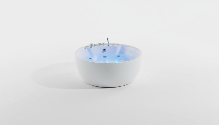 Ronde badkuip whirlpool badkuip ontspanning baden spa wit 150cm bubbels massagesproeiers
