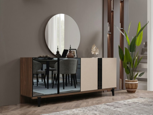 Dressoir, houten kast, ladekast, kast, bruin hout, eetkamer.