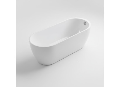 Witte acryl badkuip met vrijstaande badkuip voor moderne badkamer.