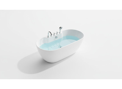 Vrijstaand ovaal ligbad voor badkamer van acryl, wit.