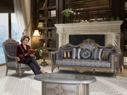 Sofa Chesterfield Set Paarse salontafel Designer groep 3-delig Woonkamer
