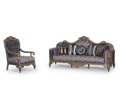 Sofa Chesterfield Set Paarse salontafel Designer groep 3-delig Woonkamer
