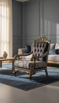 Elegante klassieke fauteuil met decoratieve patronen in Chesterfield-ontwerp
